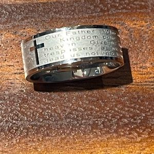 Brand New!/“The Lords Prayer” ring in stainless steel. Size 7